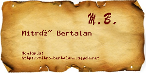 Mitró Bertalan névjegykártya
